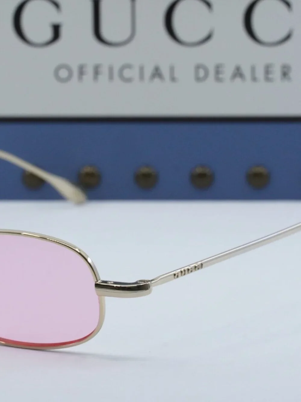 Gucci GG1648S 005 Rectangle Sunglasses - Gold/Pink